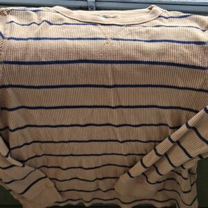Cat & Jack Tan and Blue Striped Kids Sweater